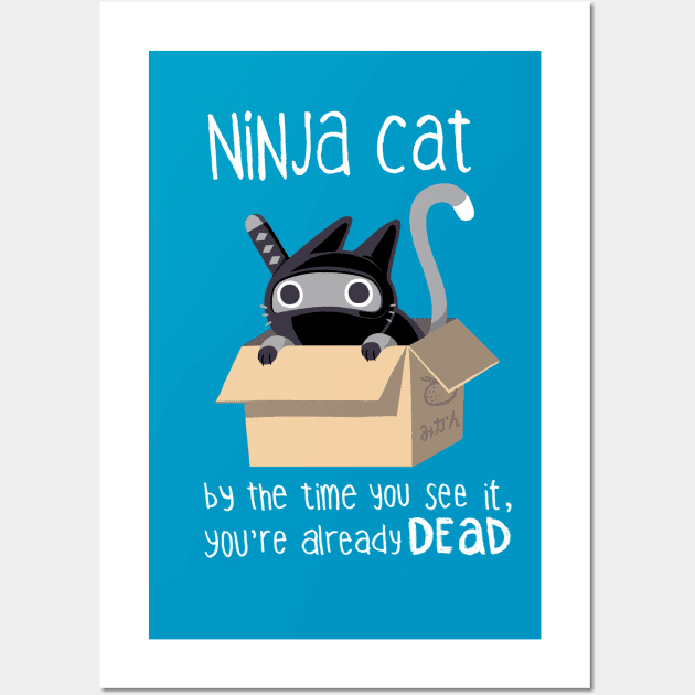 Ninja Cat - Cute Cat in a Box - Dangerous Kitty Wall Art by BlancaVidal